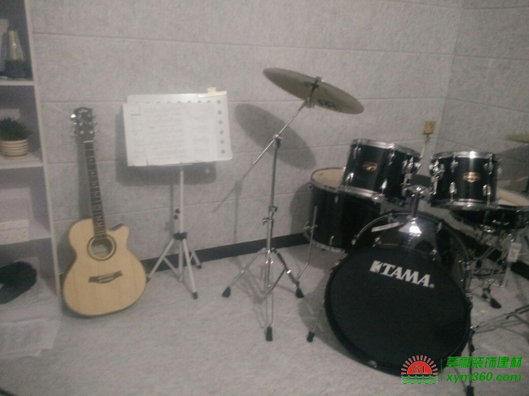 鼓房噪音處理，墻體吸音板安裝效果圖